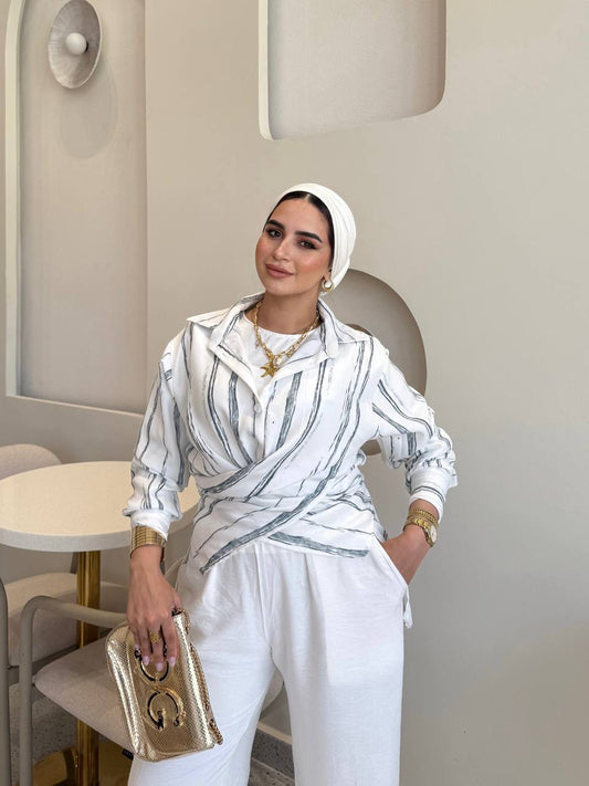 lady vibe strip blouse