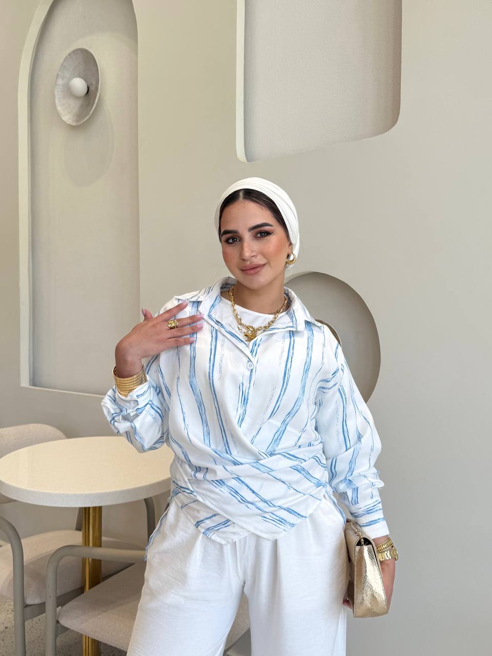 lady vibe strip blouse